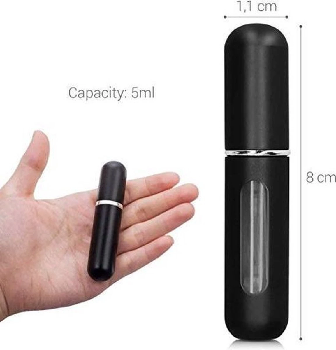 Navulbaar Parfum Flesje - Mini Parfumflesje- Hurbulbaar Parfumflesje- Hervulbare Verstuiver - Zwart - Aluminium - Spray 3 Navulbaar Parfum Flesje - Mini Parfumflesje- Hurbulbaar Parfumflesje- Hervulbare Verstuiver - Zwart - Aluminium - Spray - Afbeelding 3