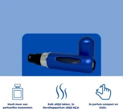 Cetins - Parfum Verstuiver Navulbaar - Mini Parfum Flesje - Reisflesje – Matt Blauw -Parfum Luxe Verkoopwinkel 1200x1058