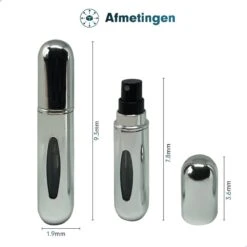 MaxedMore Navulbare Parfumverstuiver 5ml Zilver - 65 Keer Spraybare Parfum Verstuiver - Hervulbaar Tasverstuiver Voor Parfum - Meeneem Mini Geur Flesje Voor Op Reis - Lipstick Formaat Navulbaar Parfumflesje -Parfum Luxe Verkoopwinkel 1200x1200 356