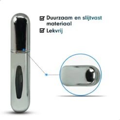 MaxedMore Navulbare Parfumverstuiver 5ml Zilver - 65 Keer Spraybare Parfum Verstuiver - Hervulbaar Tasverstuiver Voor Parfum - Meeneem Mini Geur Flesje Voor Op Reis - Lipstick Formaat Navulbaar Parfumflesje -Parfum Luxe Verkoopwinkel 1200x1200 359