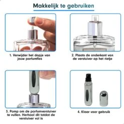 MaxedMore Navulbare Parfumverstuiver 5ml Zilver - 65 Keer Spraybare Parfum Verstuiver - Hervulbaar Tasverstuiver Voor Parfum - Meeneem Mini Geur Flesje Voor Op Reis - Lipstick Formaat Navulbaar Parfumflesje -Parfum Luxe Verkoopwinkel 1200x1200 361