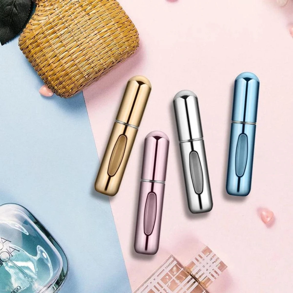 Lotis - Parfumverstuivers - Flesje Navulbaar - Metallic Roze 2-Pack - Afbeelding 3