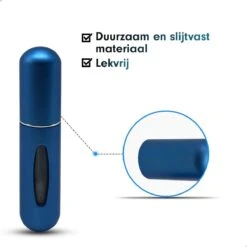 MaxedMore Navulbare Parfumverstuiver 5ml Blauw - 65 Keer Spraybare Parfum Verstuiver - Hervulbaar Tasverstuiver Voor Parfum - Meeneem Mini Geur Flesje Voor Op Reis - Lipstick Formaat Navulbaar Parfumflesje -Parfum Luxe Verkoopwinkel 1200x1200 423