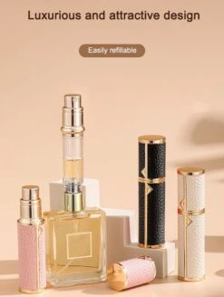 Hervulbare Parfumverstuiver-5ml-Mini Parfumverstuiver-Kleine Spuitfles Voor Parfum-Lege Parfumflesje Voor Op Reis Glasspray Draagbaar Parfumpakket Met Lederen Hoes - Mandarijn Groen -Parfum Luxe Verkoopwinkel 906x1200 3
